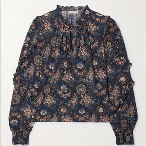 Ulla Johnson Blouse Ruffle Blue Floral Current Season Manet US 2